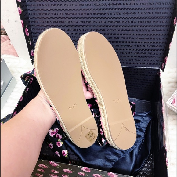 Authentic Prada BRAND NEW Wrap Around Floral Espadrille Platform Flats - Picture 7 of 10